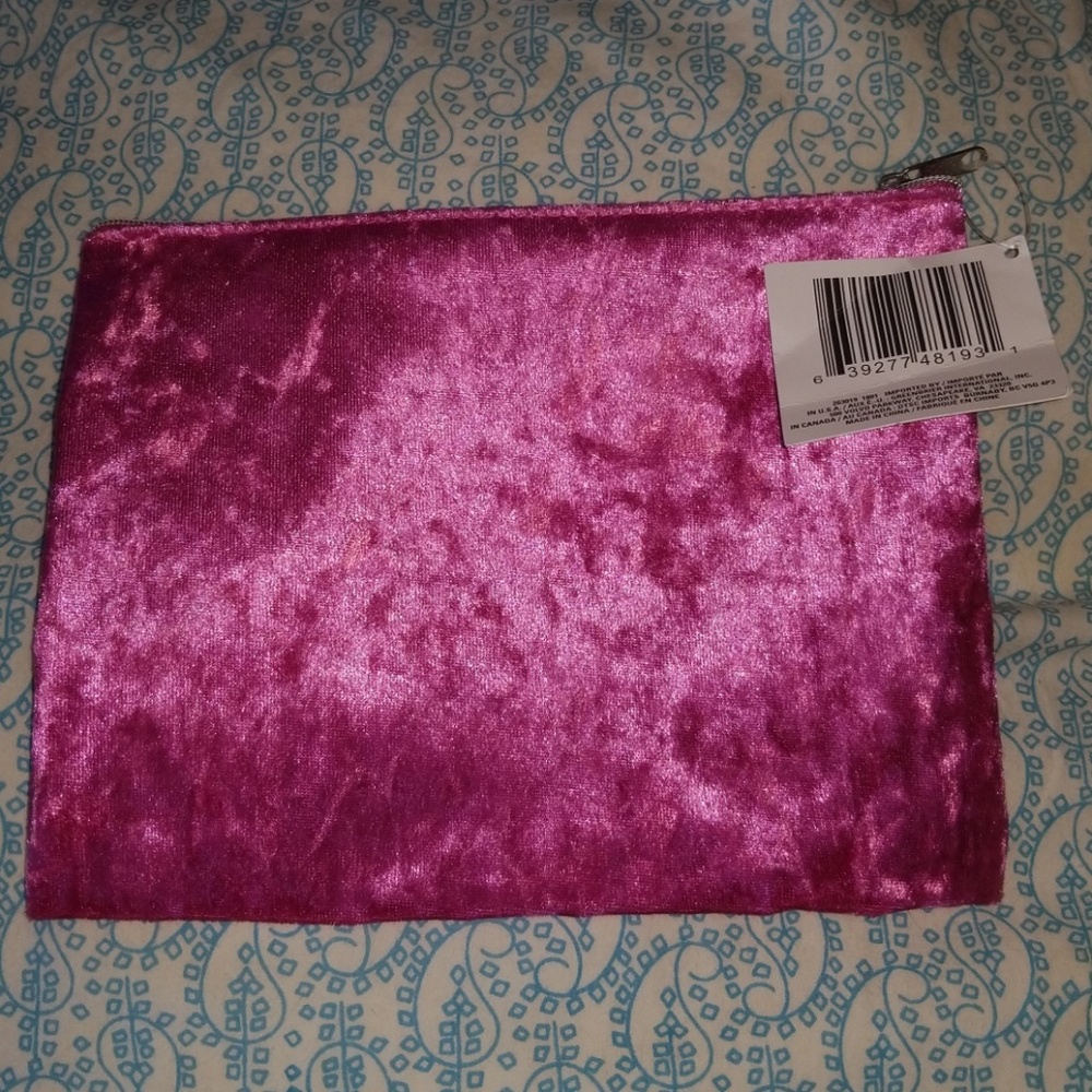 Velvet pink NWT cosmetics bag